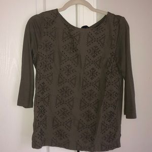 Olive lace detailed shirt